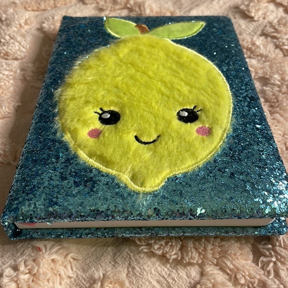 Cute Fuzzy Lemon Glitter Notebook🍋💙 - Picture 2 of 6